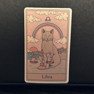 CAT TAROT CARD STICKER- LIBRA